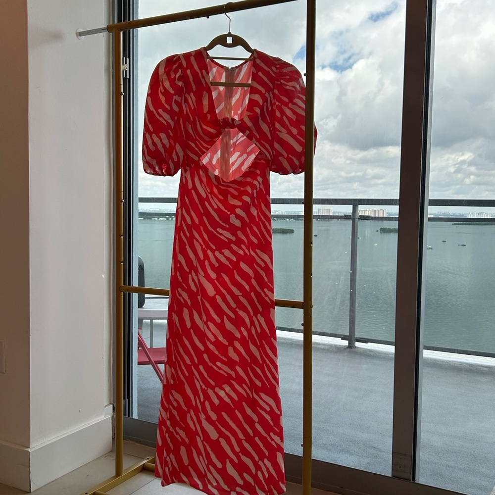 Elegant Red Patterned Dress
